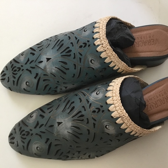 $159!! Veracruz Ombre Teal "Olivetta Mules": New w Box! Size 9 (Runs SMALL!) - Picture 1 of 12